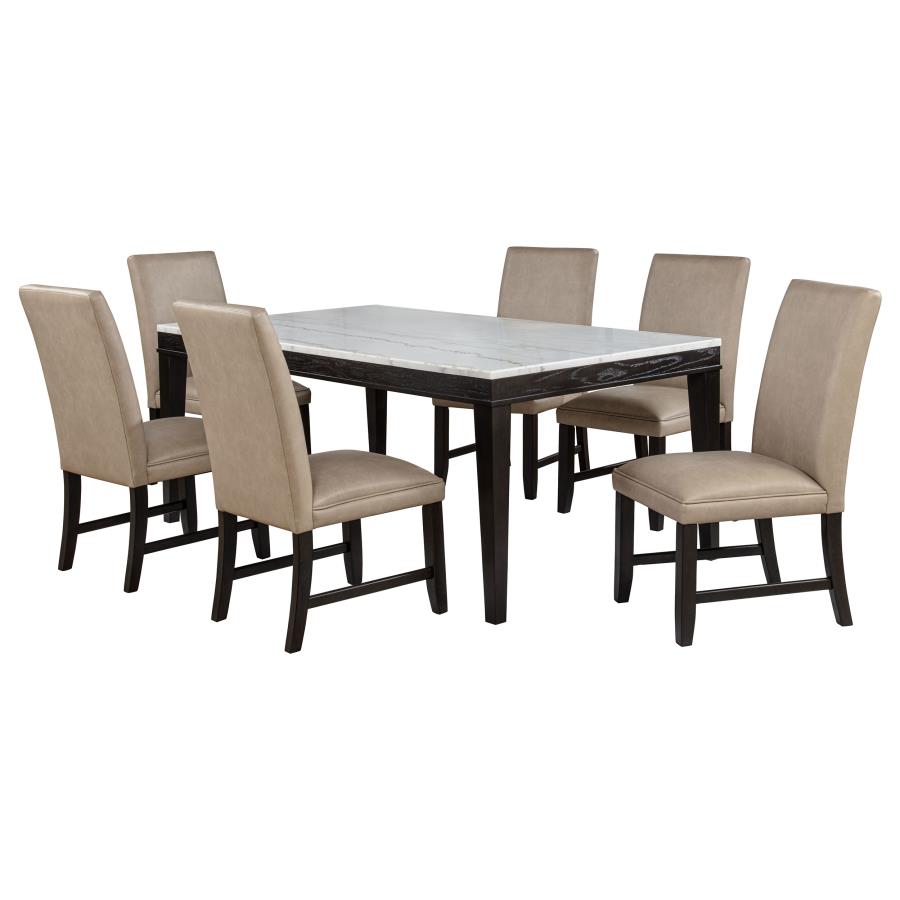 Averill 7 Pc Dining Set Tan and Coffee Bean
