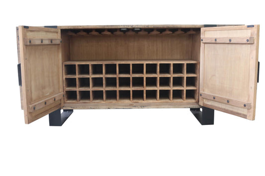 Huntington Wine Cabinet Natural with Antique Black