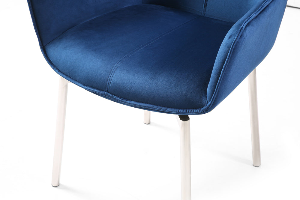 1218 Swivel Dining Chair Navy Blue Fabric