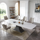 ESF 9437 Expandable White Marble Top Dining Set