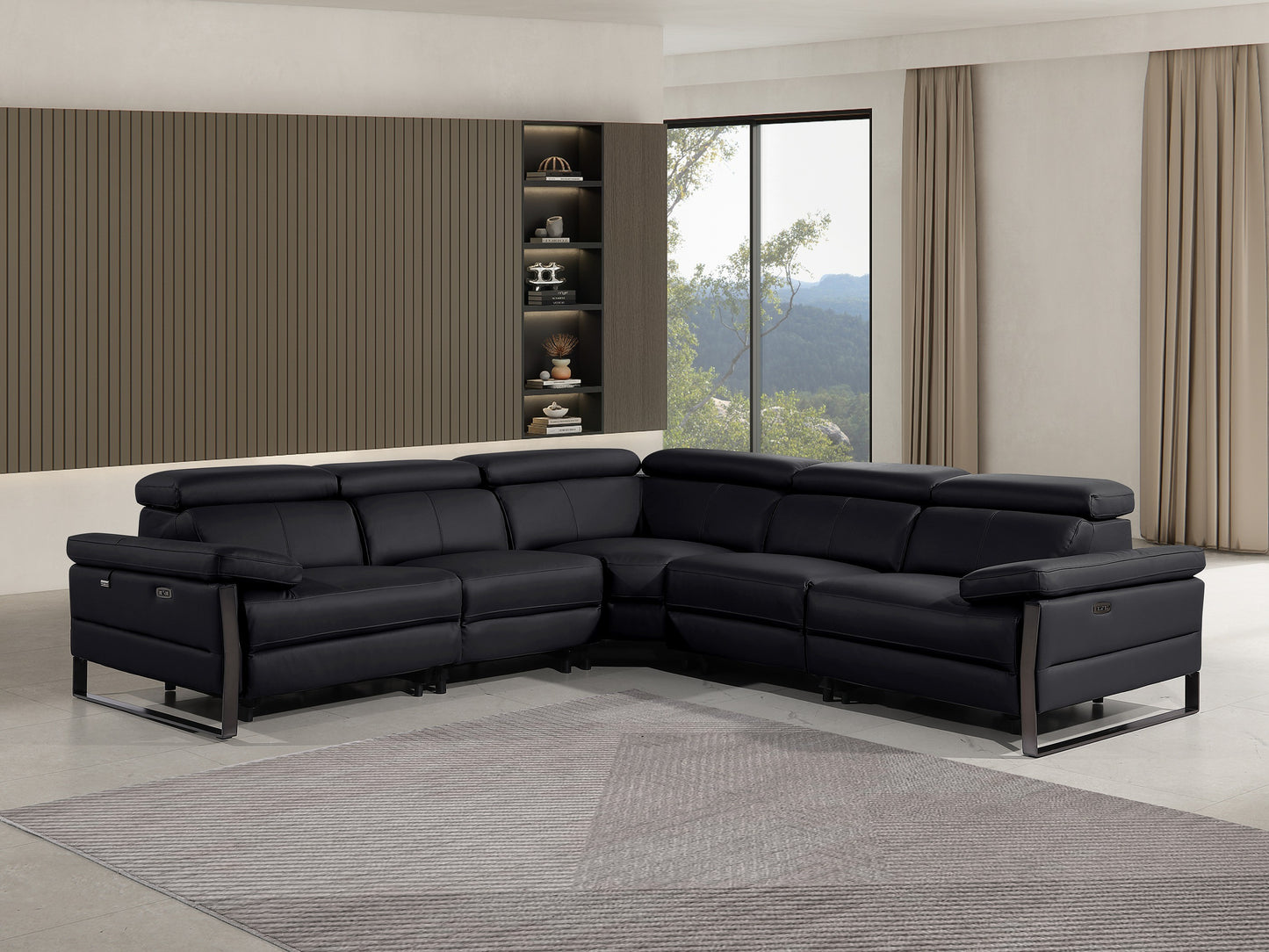 Divanitalia 1246 Black Power 5 Pc Sectional