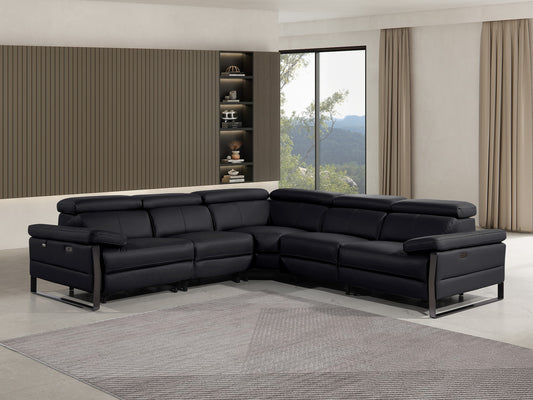 Divanitalia 1246 Black Power 5 Pc Sectional