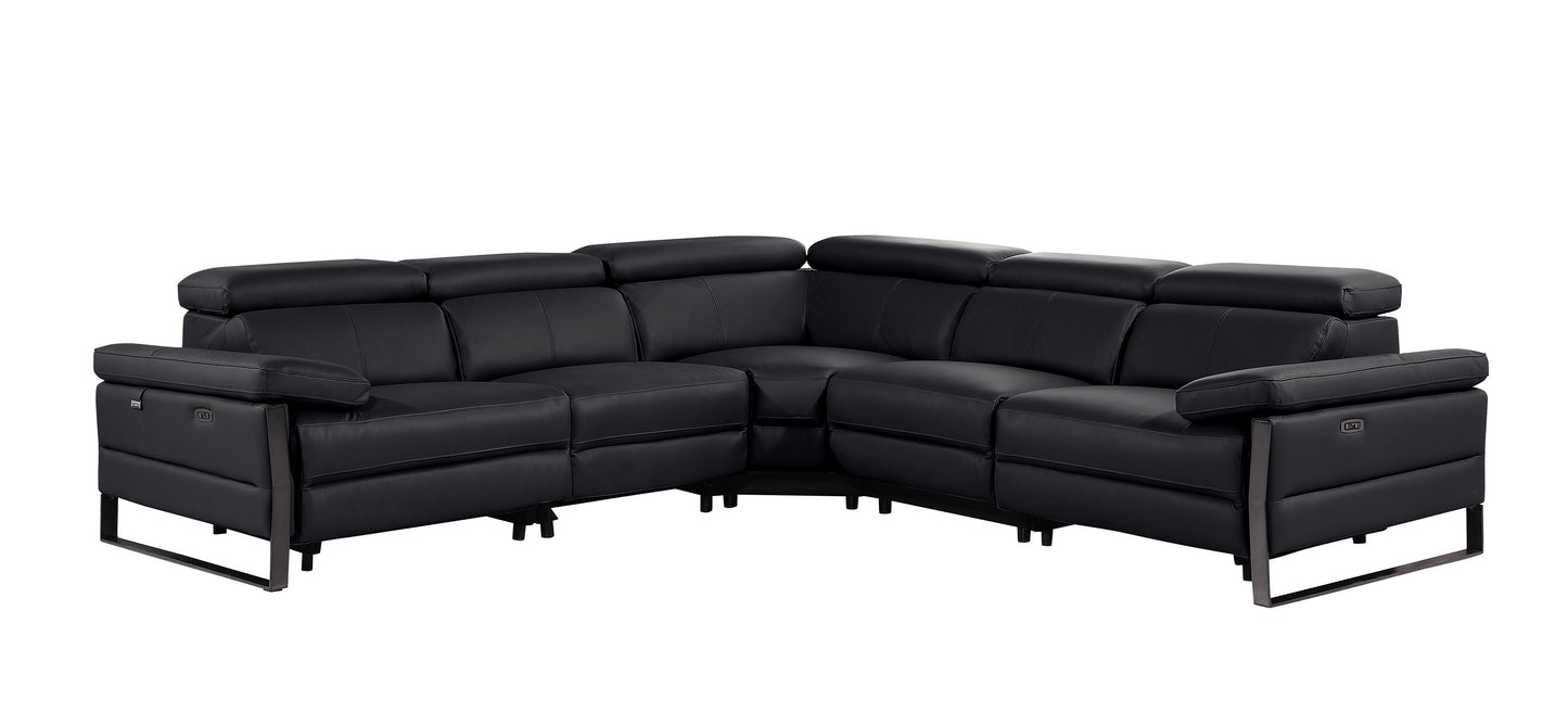 Divanitalia 1246 Black Power 5 Pc Sectional