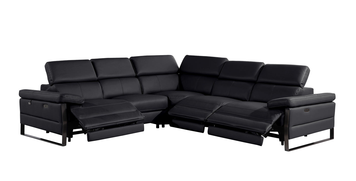 Divanitalia 1246 Black Power 5 Pc Sectional