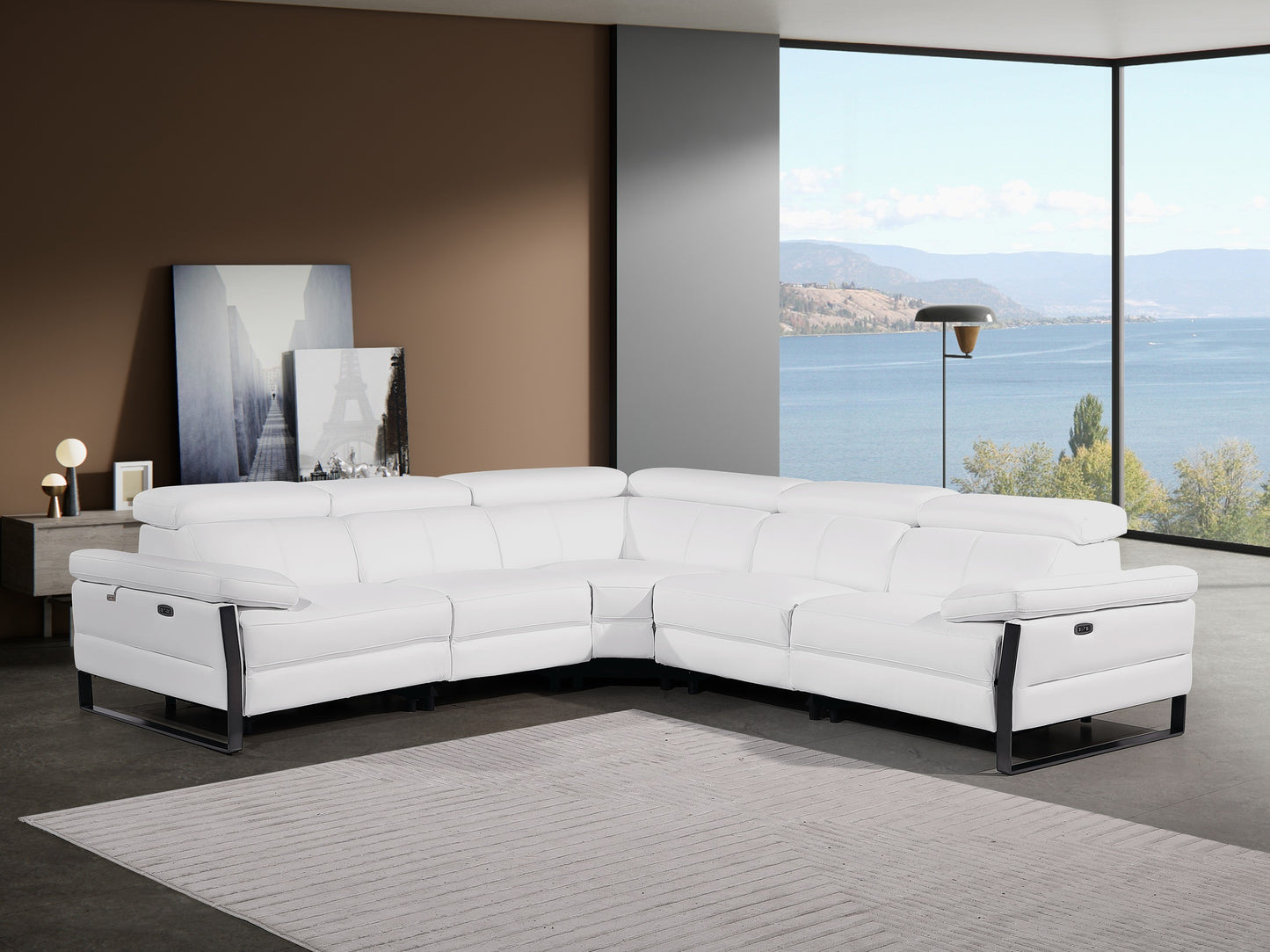 Divanitalia 1246 White Power 5 Pc Sectional