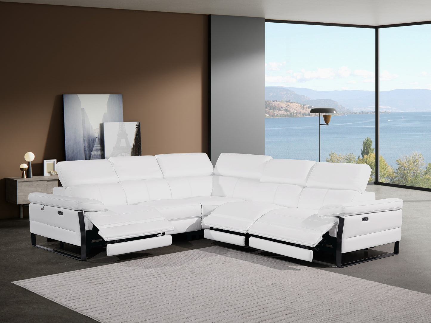 Divanitalia 1246 White Power 5 Pc Sectional