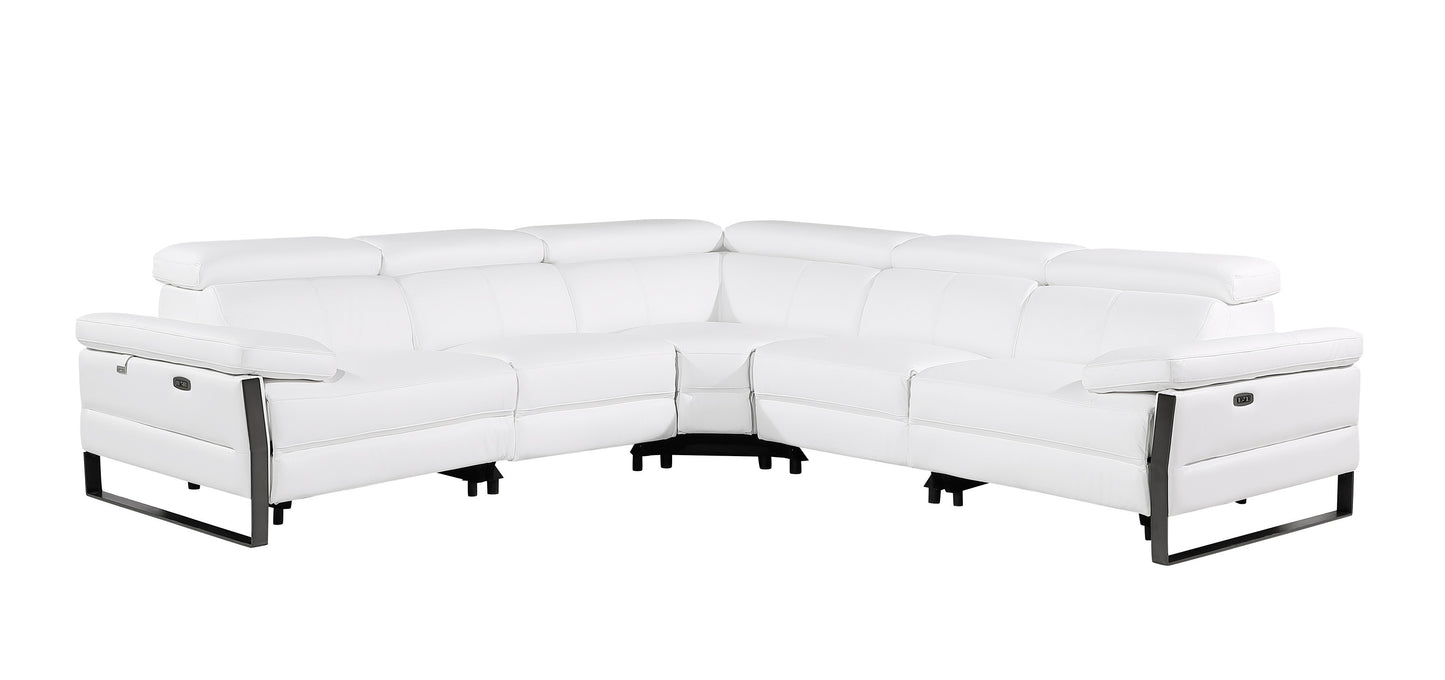 Divanitalia 1246 White Power 5 Pc Sectional