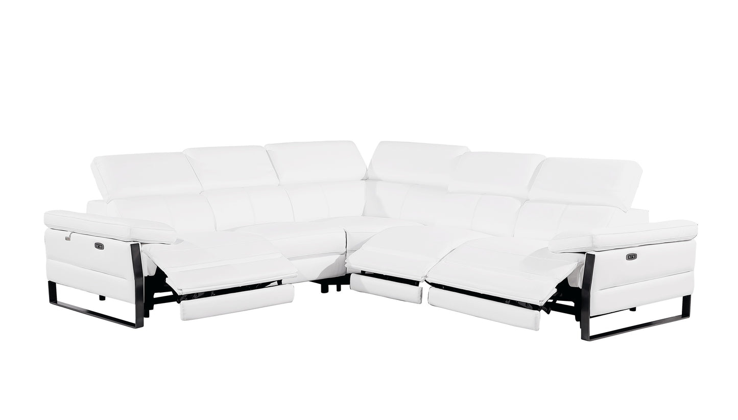 Divanitalia 1246 White Power 5 Pc Sectional