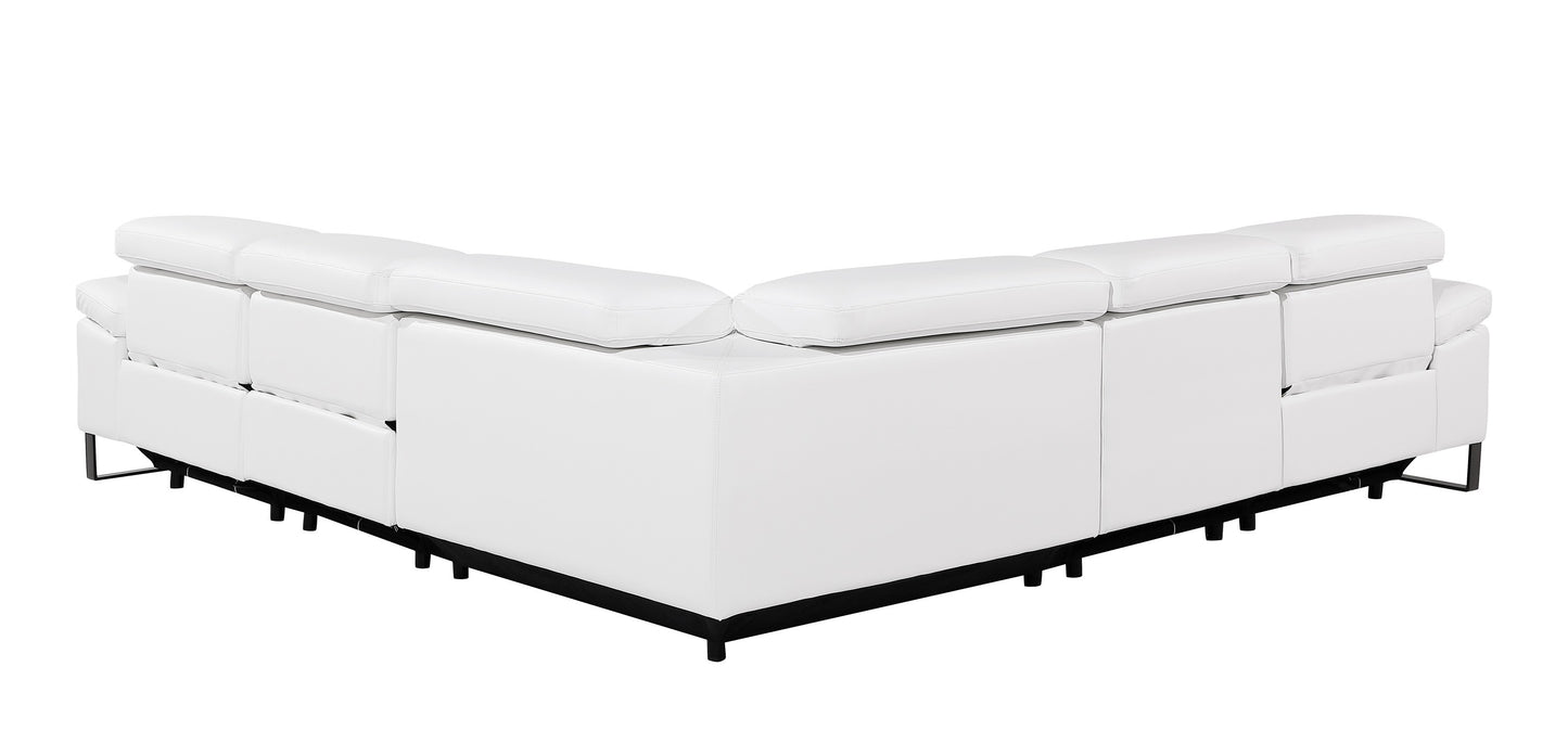 Divanitalia 1246 White Power 5 Pc Sectional