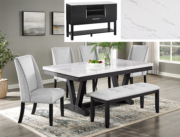 Vance 6 Pc Faux Marble Dining Collection
