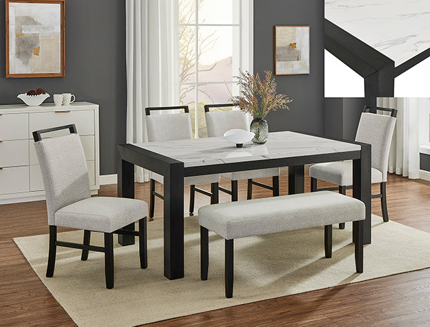 Jules 6 Pc Faux Marble Dining Collection