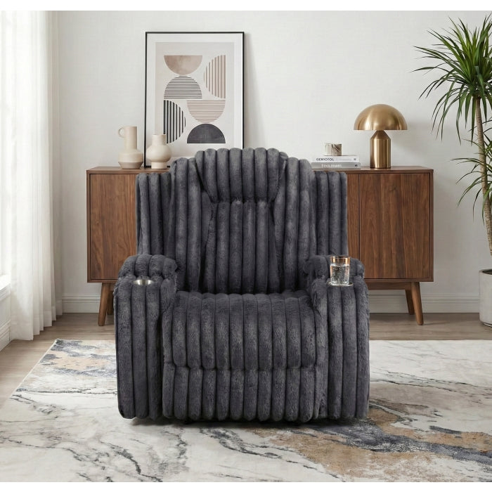 Phyllis Gray Corduroy Recliner 8348DGY-1