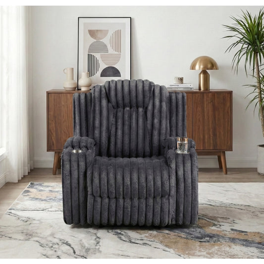 Phyllis Gray Corduroy Recliner 8348DGY-1