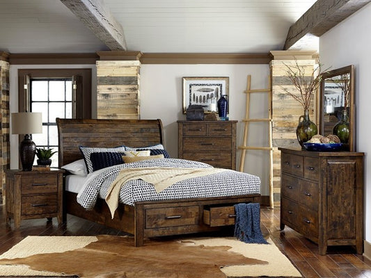 Jerrick 4 Pc King Brown Bedroom Set