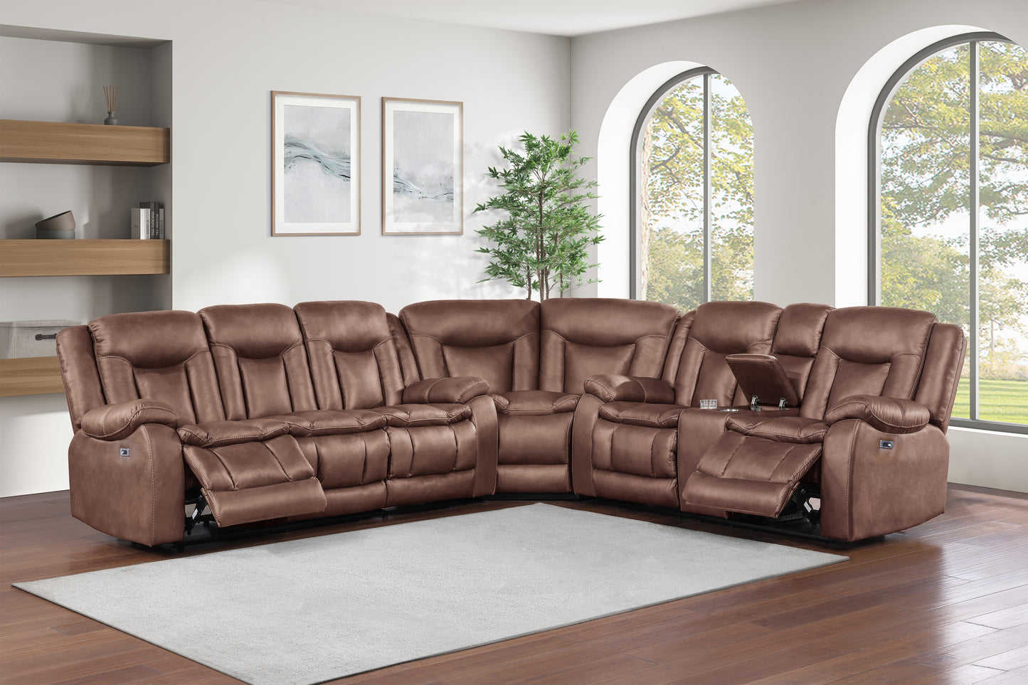 Morello 3 Pc Brown Power Sectional by New Classic