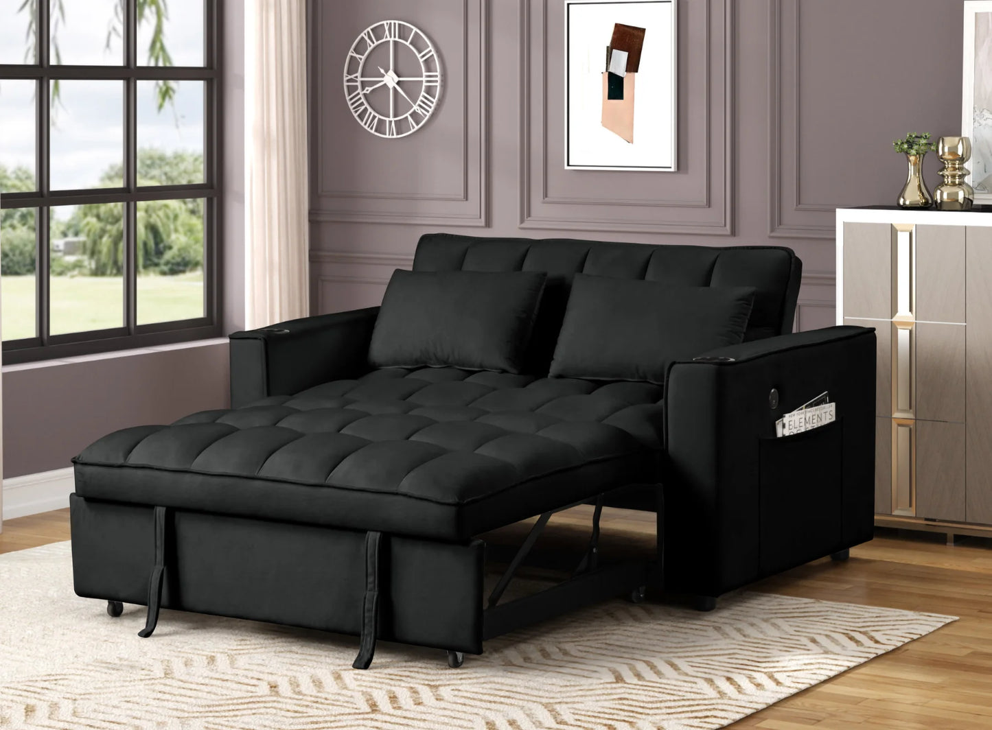 Pullout Sofa Sleeper 2098 - 3 Velvet Colors