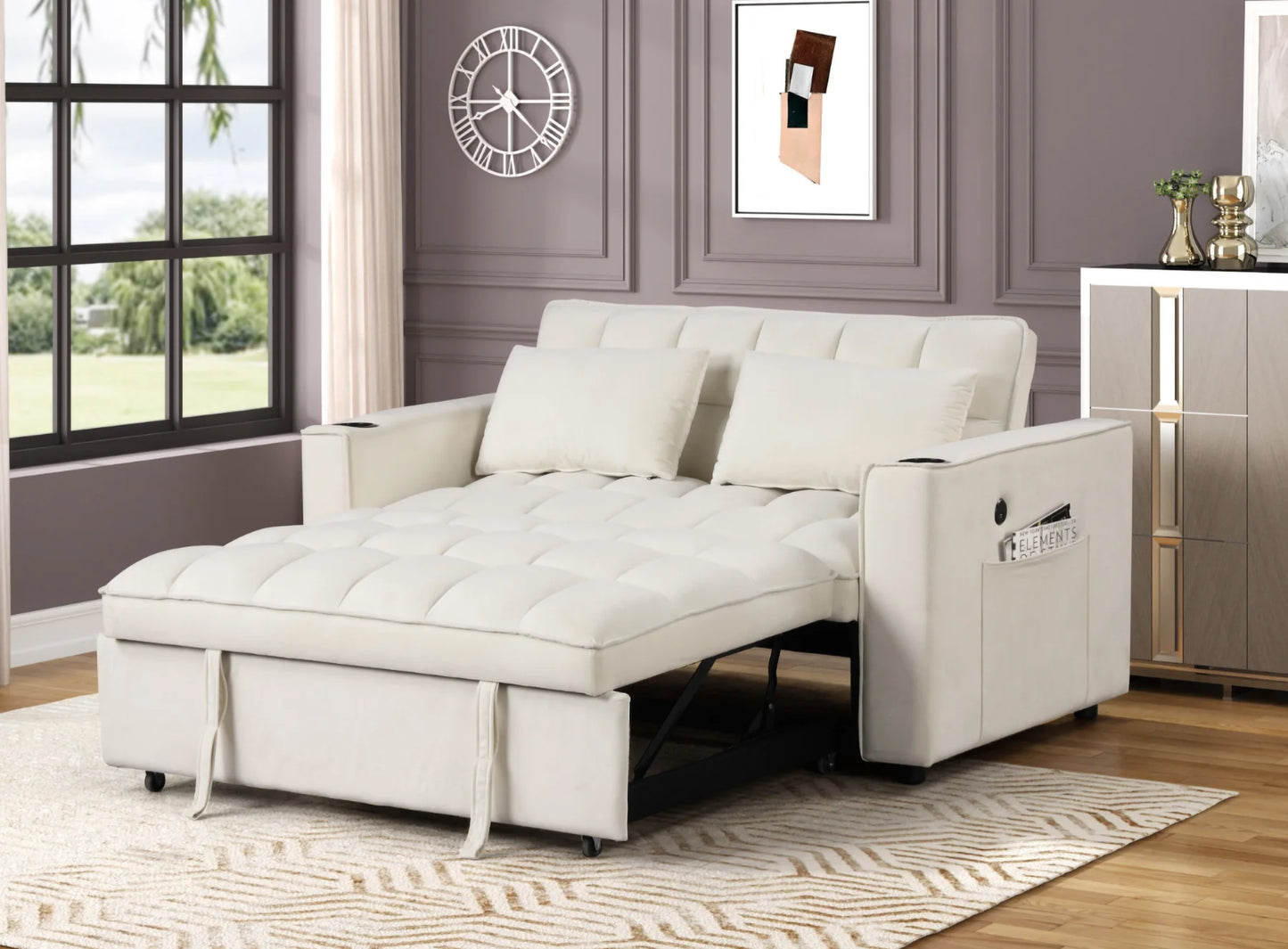 Pullout Sofa Sleeper 2098 - 3 Velvet Colors