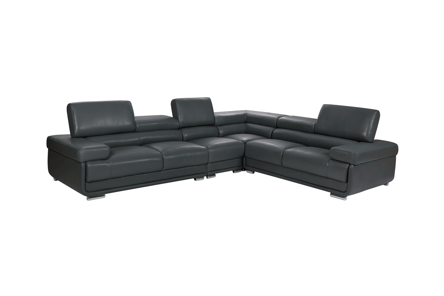 ESF 2119 Top Grain Leather Sectional - Gray