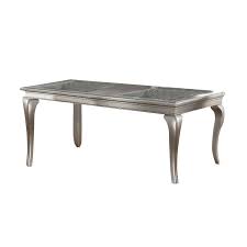 Poundex F2151 Juego de comedor de 7 piezas con acabado plateado