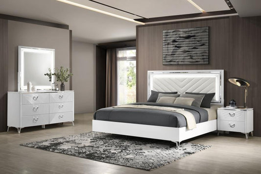 Cassia White High Gloss 4 Pc Bedroom Set