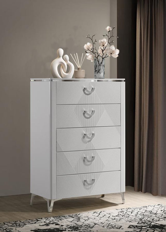 Cassia 5 Drawer Bedroom Chest High Gloss
