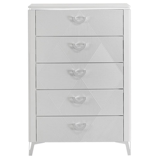 Cassia 5 Drawer Bedroom Chest High Gloss