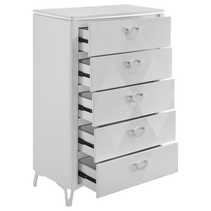 Cassia 5 Drawer Bedroom Chest High Gloss