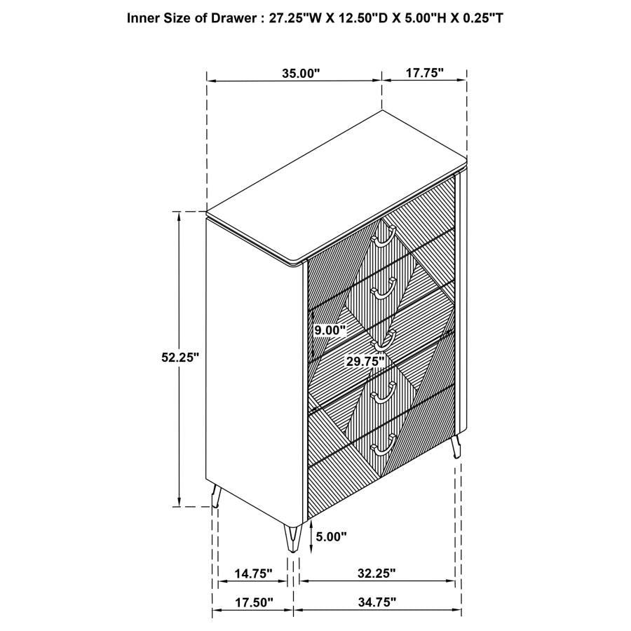 Cassia 5 Drawer Bedroom Chest High Gloss