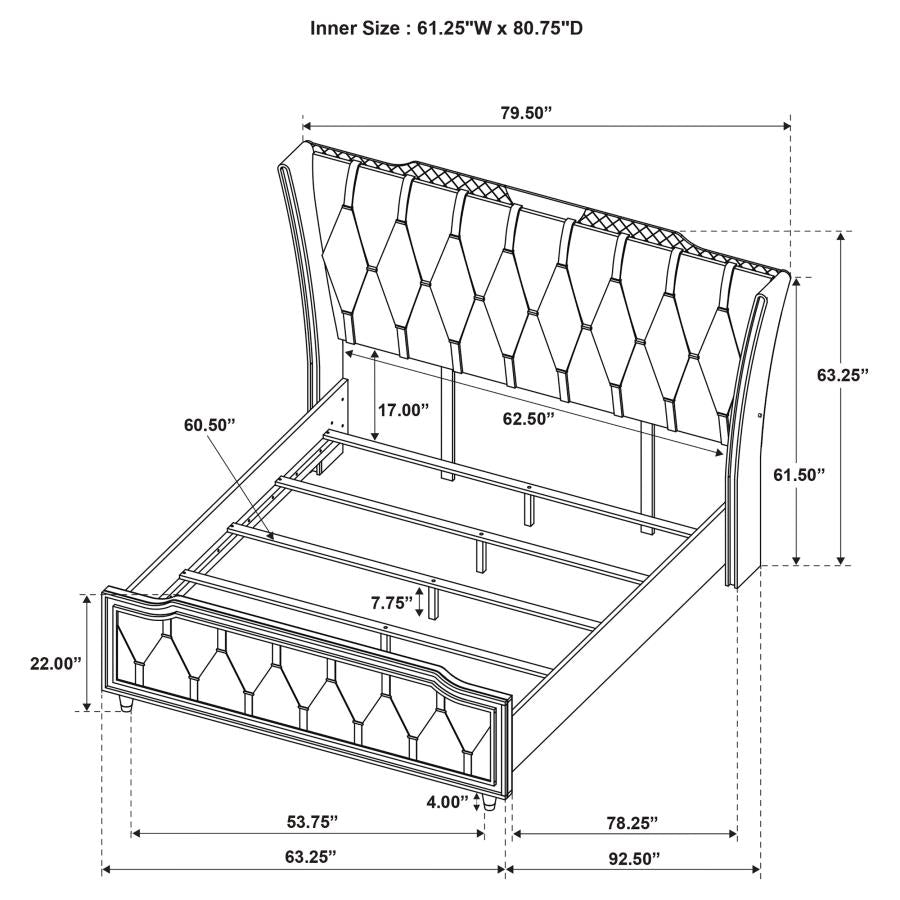 Lorient 4 Pc Bedroom Set w/Dresser Fireplace