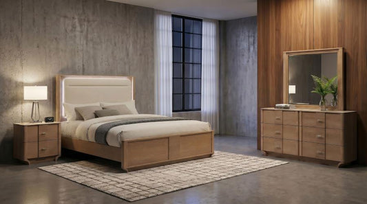 Leanne Light Oak 4 Pc LED Bedroom Set