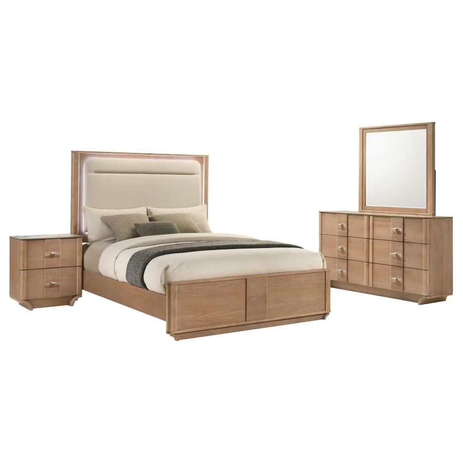 Leanne Light Oak 4 Pc LED Bedroom Set