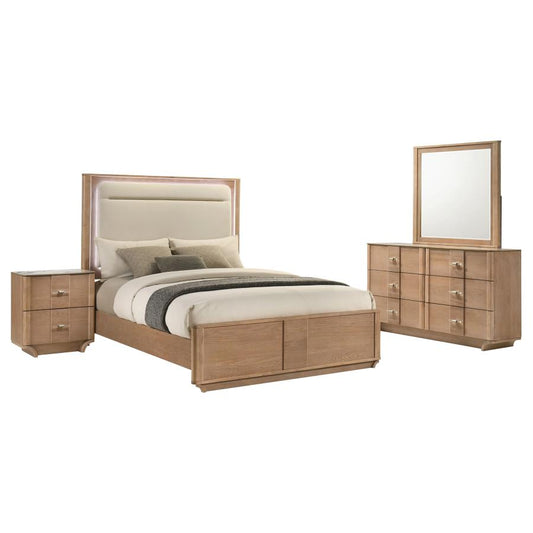 Leanne Light Oak 4 Pc LED Bedroom Set