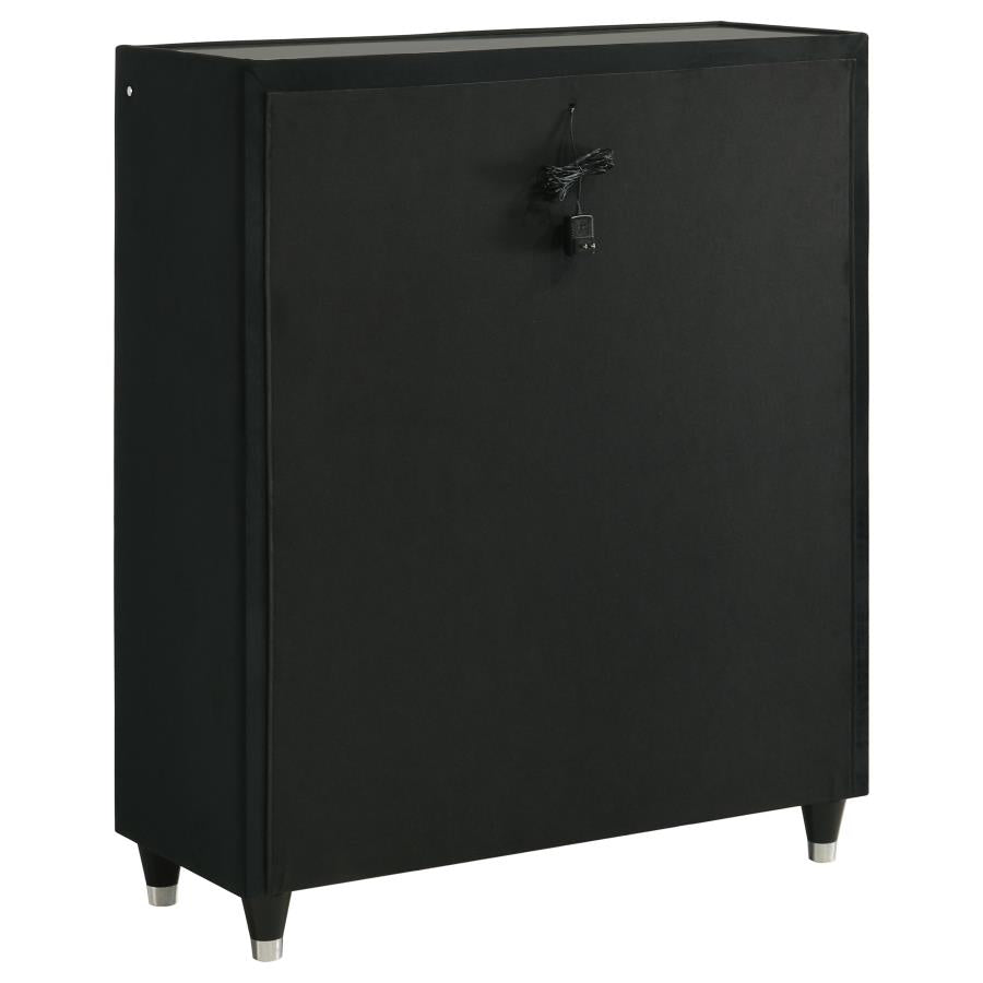 Lorient Black Velvet 5 Drawer Chest