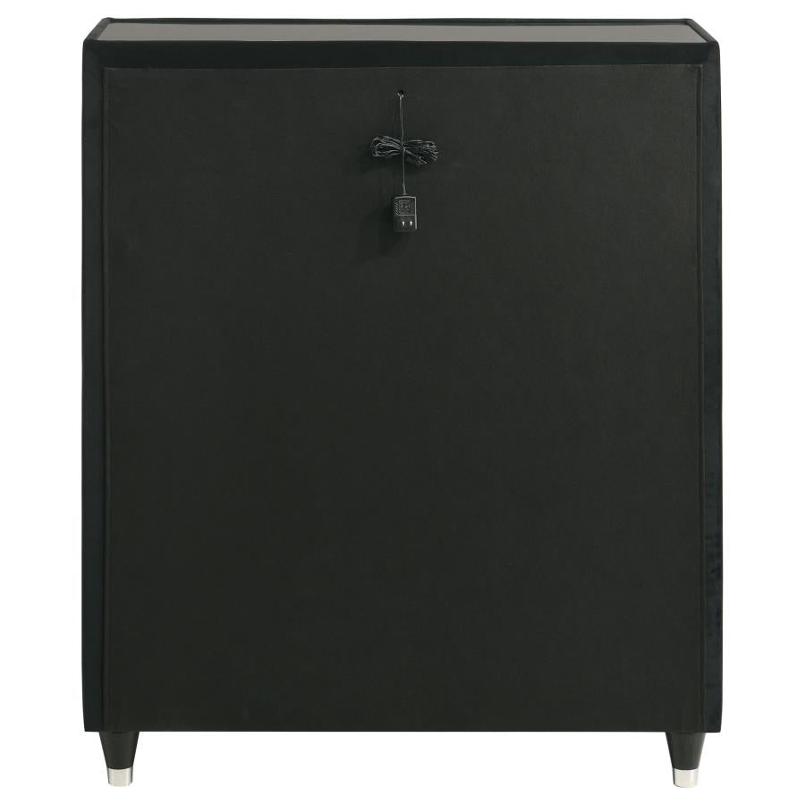 Lorient Black Velvet 5 Drawer Chest