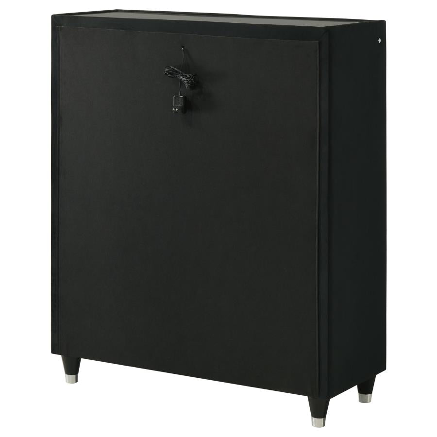 Lorient Black Velvet 5 Drawer Chest