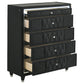 Lorient Black Velvet 5 Drawer Chest
