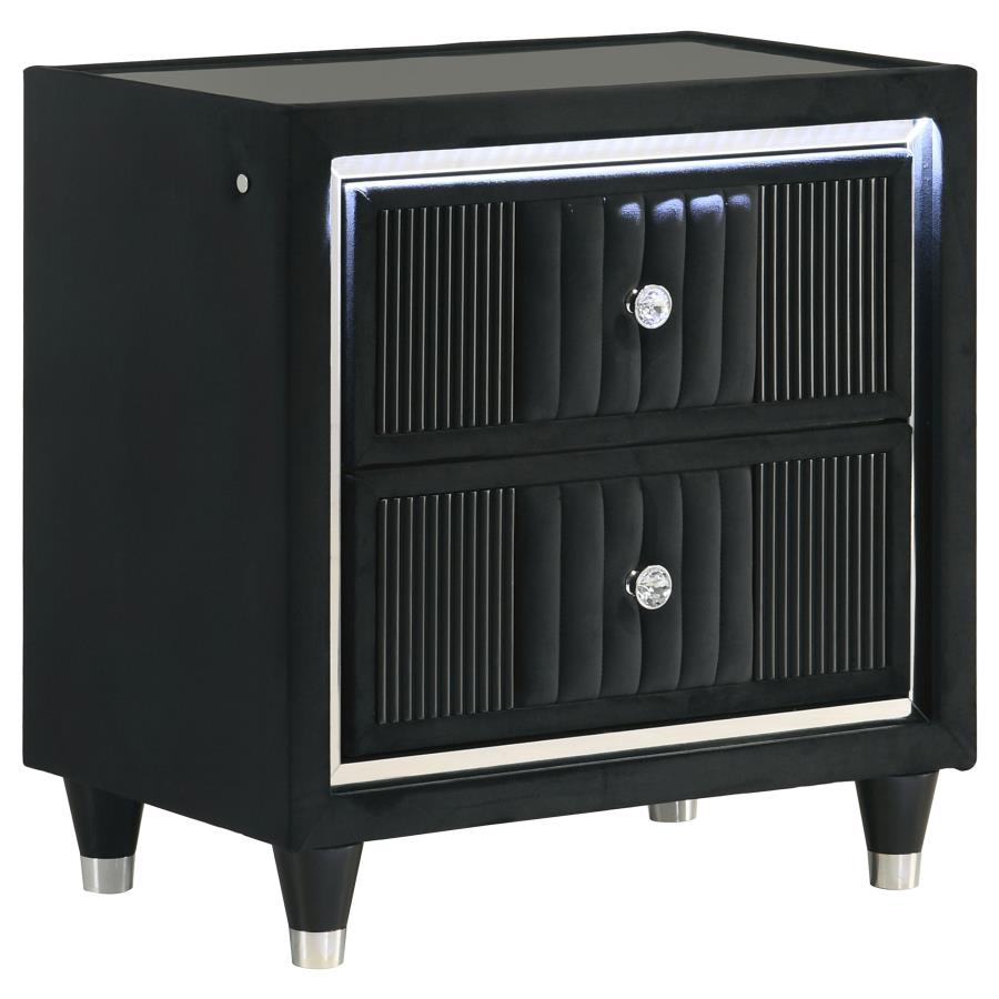 Ravenne Black Velvet Art Deco Bedroom Set