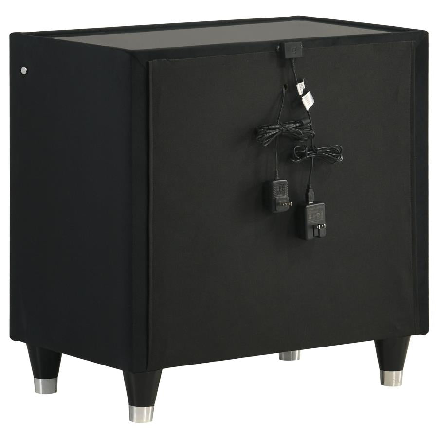 Ravenne Black Velvet Art Deco Bedroom Set