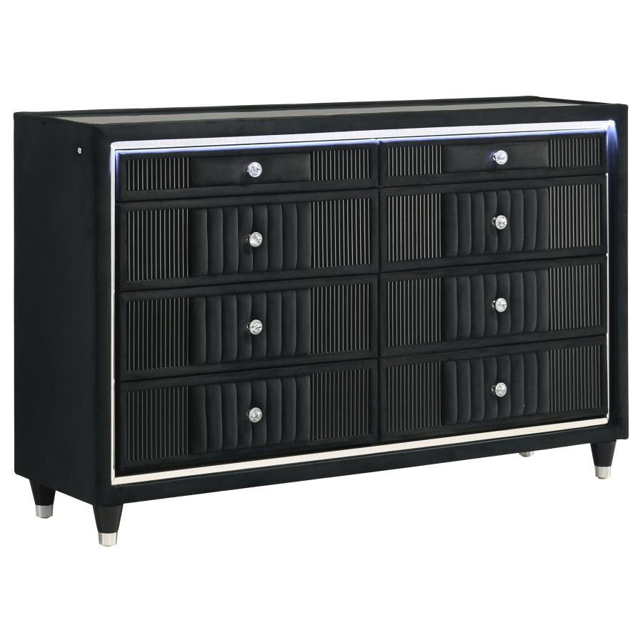 Ravenne Black Velvet Art Deco Bedroom Set