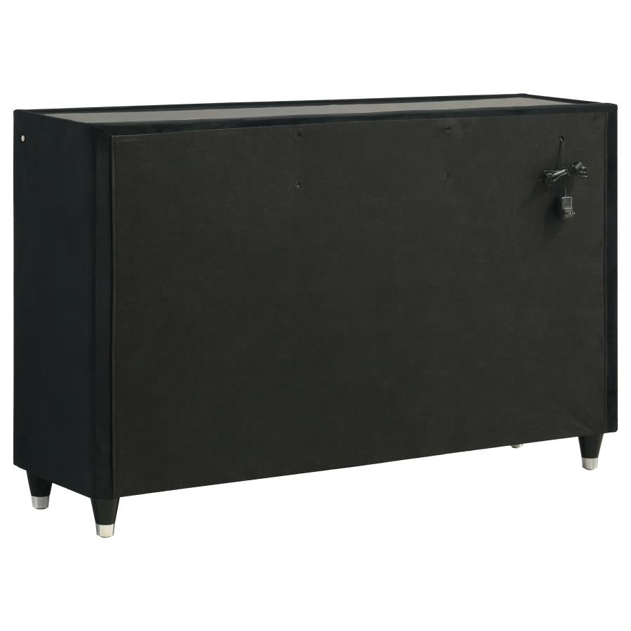 Ravenne Black Velvet Art Deco Bedroom Set