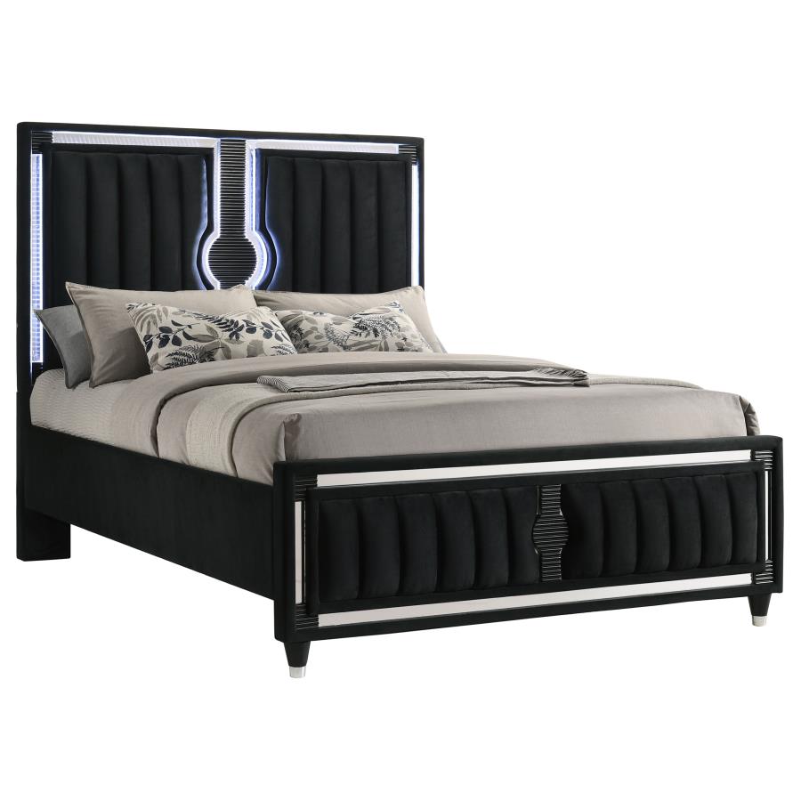 Ravenne Velvet Upholstered Eastern King LED Bed