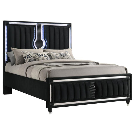 Ravenne Velvet Upholstered Eastern King LED Bed