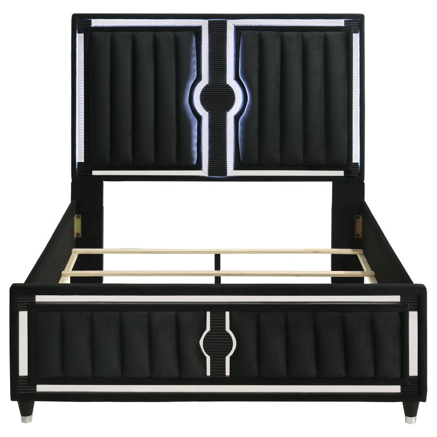 Ravenne Velvet Upholstered Eastern King LED Bed