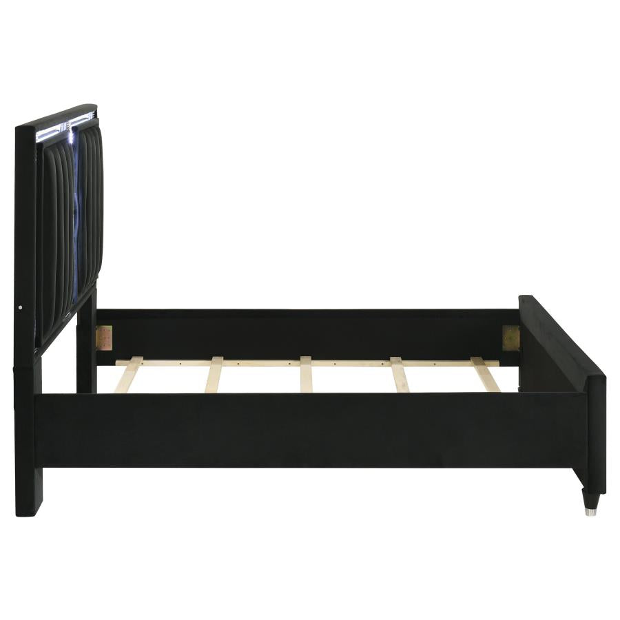 Ravenne Velvet Upholstered Eastern King LED Bed