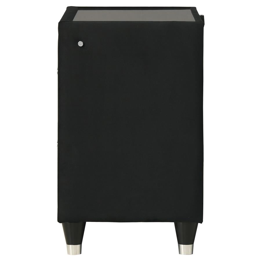 Ravenne 2-Drawer Velvet Upholstered LED Nightstand