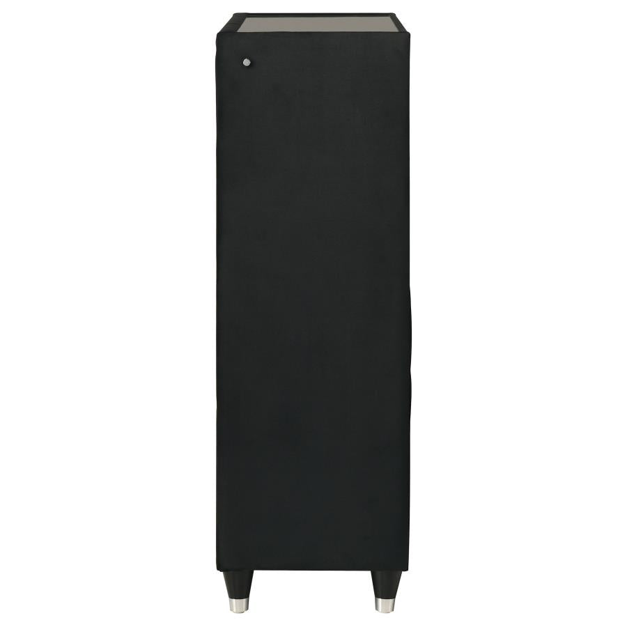 Ravenne Black Velvet 5 Drawer Chest