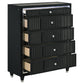 Ravenne Black Velvet 5 Drawer Chest