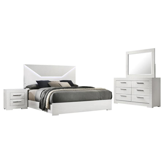 Ives White High Gloss 4 Pc Bedroom Set