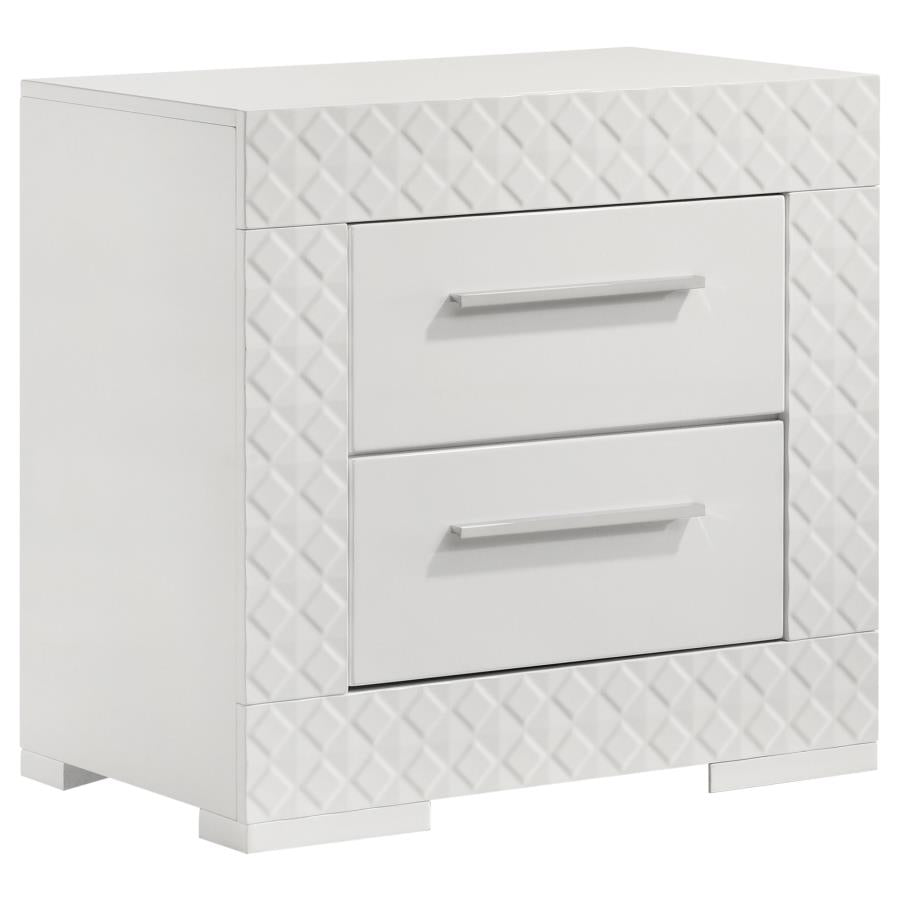 Ives White High Gloss 4 Pc Bedroom Set