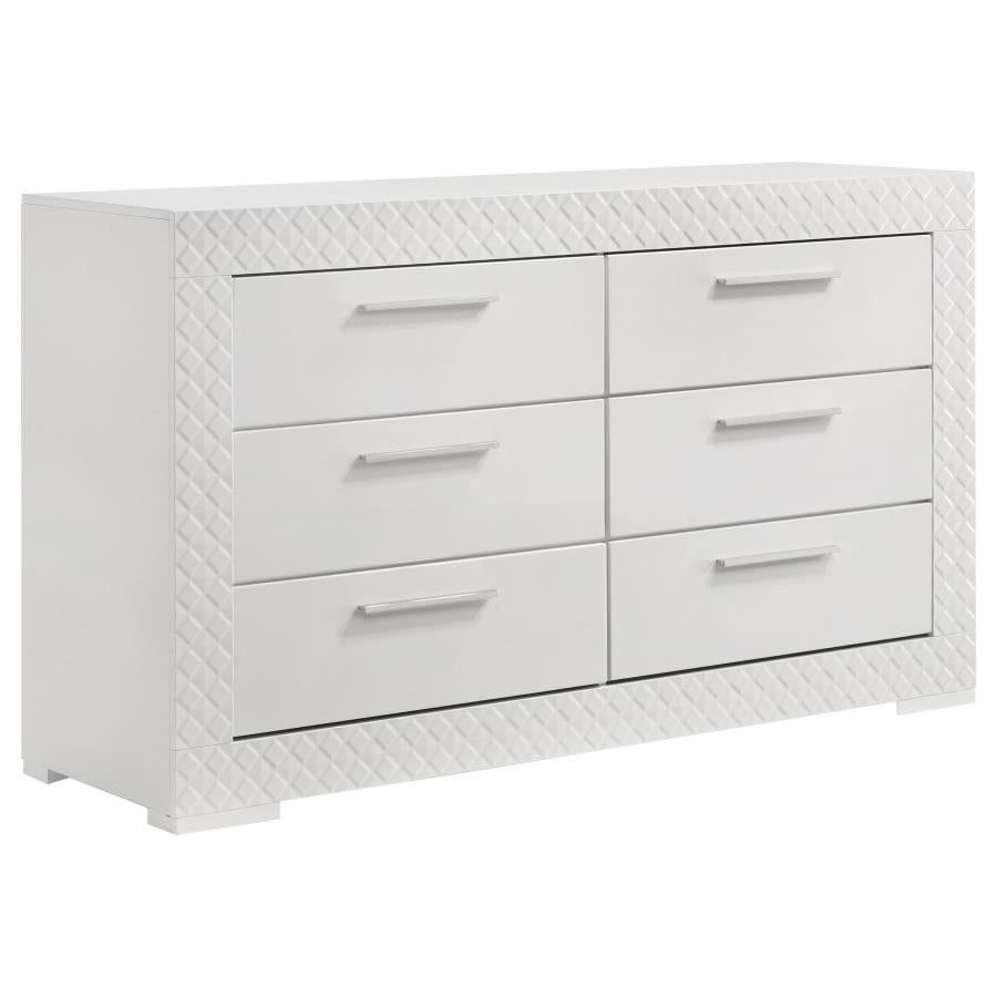 Ives White High Gloss 4 Pc Bedroom Set
